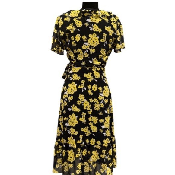 🌼 Michael Kors Floral Ruffle Midi Dress – Size Small - Picture 2 of 7